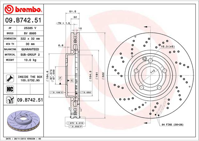 Brembo OE Brake Rotor Single Front 09.B742.51