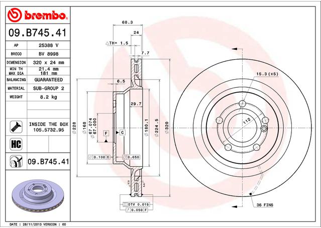 Brembo OE Brake Rotor Single 09.B745.41