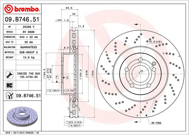 Brembo OE Brake Rotor Single Front 09.B746.51
