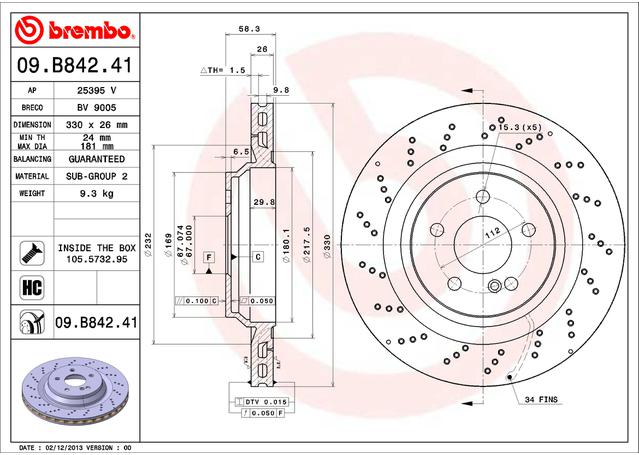 Brembo OE Brake Rotor Single Rear 09.B842.41