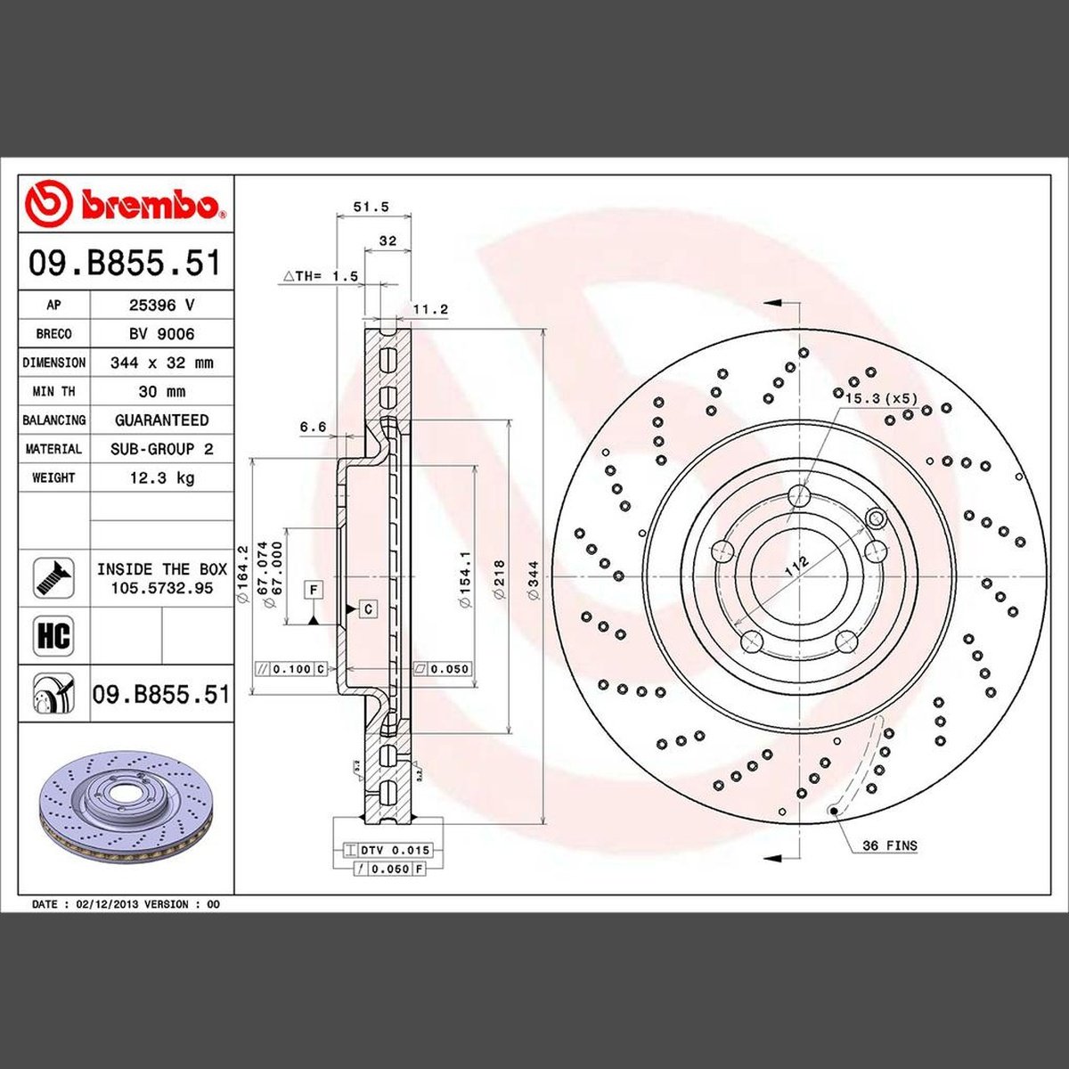 Brembo OE Brake Rotor Single Front 09.B855.51