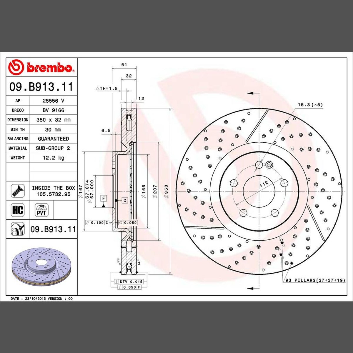 Brembo OE Brake Rotor Single Front 09.B913.11