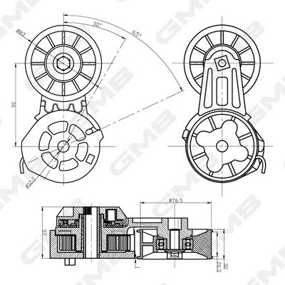 GMB Belt Tensioner V-Ribbed Belt GAT30950