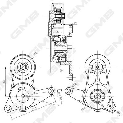 GMB Belt Tensioner V-Ribbed Belt GAT30520