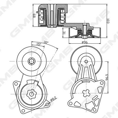 GMB Belt Tensioner V-Ribbed Belt GAT31730