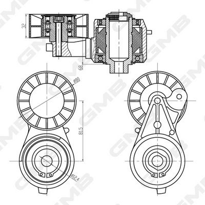 GMB Belt Tensioner V-Ribbed Belt GAT21110