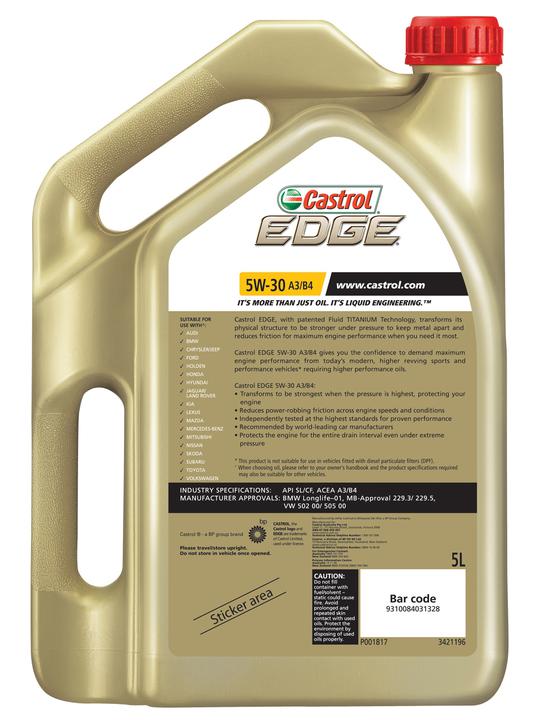 Castrol EDGE 5W-30 A3 B4 Engine Oil 5L 3421196