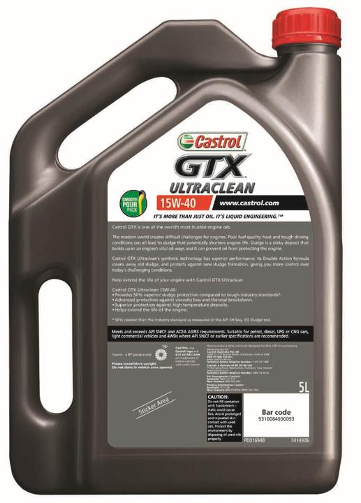 Castrol GTX Ultra Clean Semi Synthetic 15W-40 Engine Oil 5L 3414906