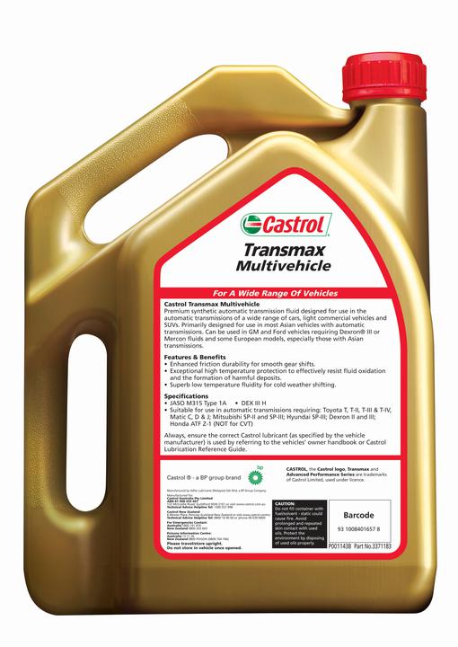 Castrol TRANSMAX ATF DEXRON-VI Mecron LV MultiVehicle Trans Fluid 4L 3371183