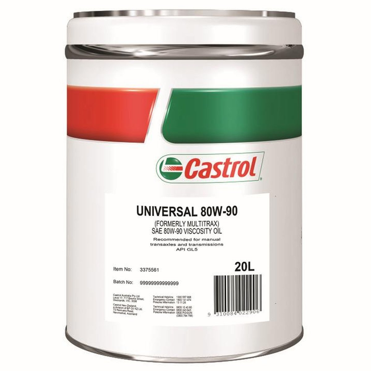 Castrol Universal 80W-90 Manual Transmission Fluid 20L 3375561