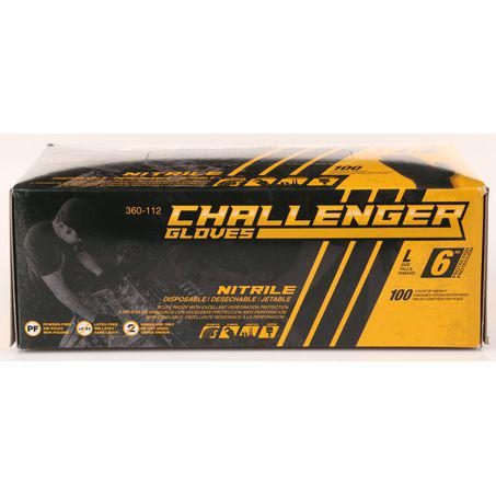 Challenger Nitrile Gloves Black 6 Mil Thick Large (Pack of 100) NSE360-112