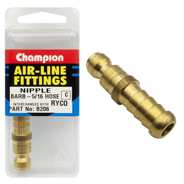 Champion Brass Nipple Hose Barb Female 5/16" B206