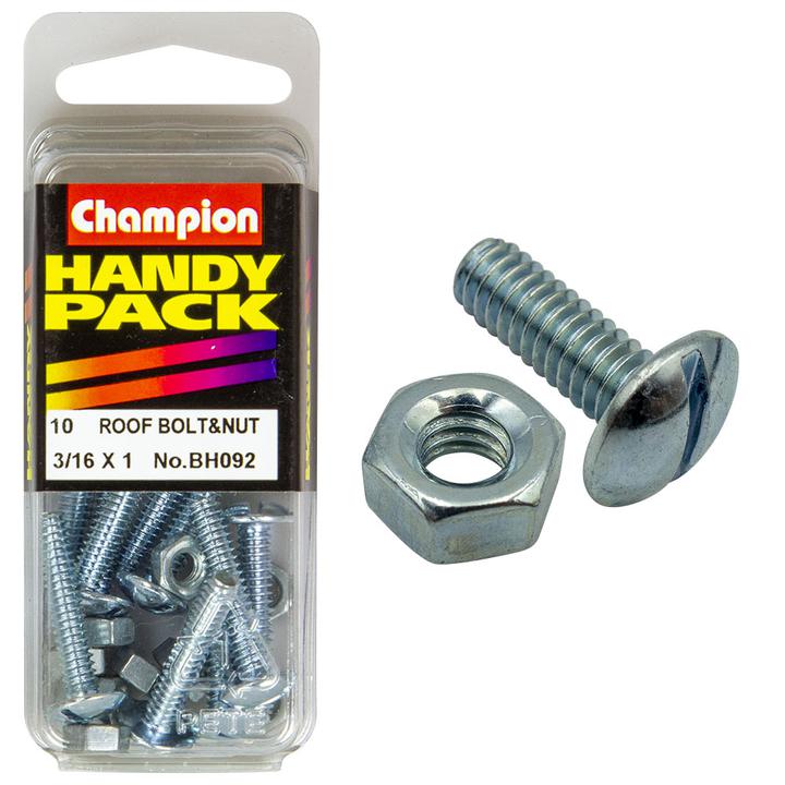 Champion Mushroom Head Nut & Roofing Bolt 3/16" x 1" UNC BH092
