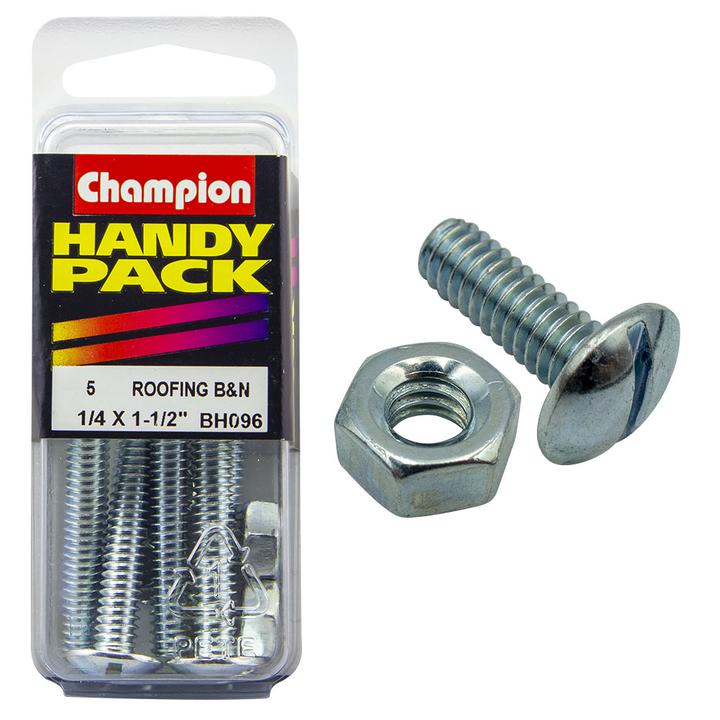 Champion Mushroom Head Nut & Roofing Bolt 1/4" x 1-1/2" UNC BH096