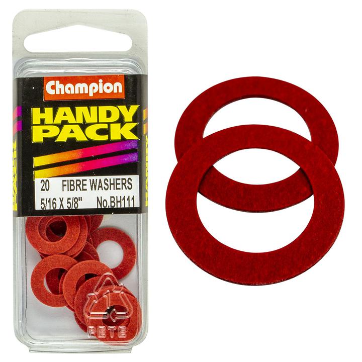 Champion Flat Fibre Washer Red 5/16" x 5/8" x 1/32" 20Pk BH111