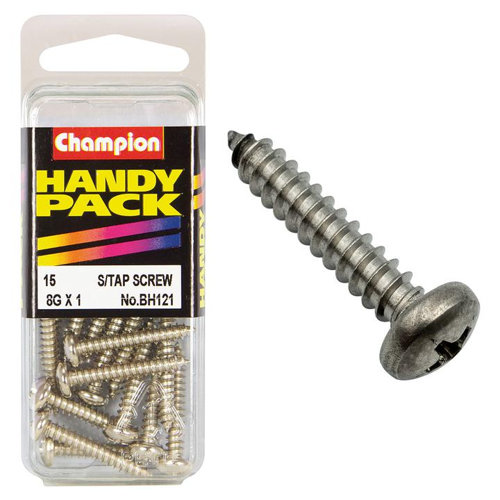 Champion Nickel Screw Self Tapp Panhead Phillips 4.2mm x 25mm 15Pk BH121