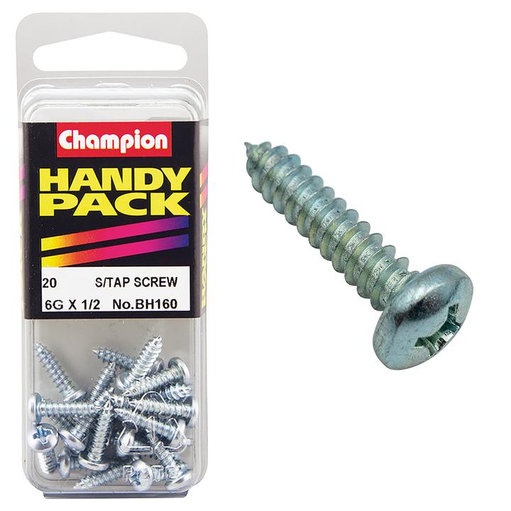 Champion Zinc Screw Self Tapp Panhead Phillips 3.5 x 13mm 20Pk BH160