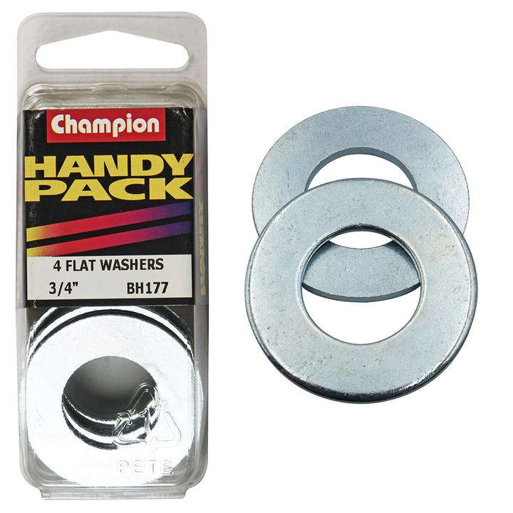 Champion Flat Steel Washer 3/4″ x 1-1/2″ x 14G 4Pk BH177