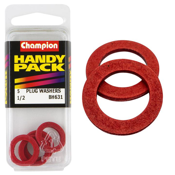 Champion Flat Fibre Washer Red 1/2″ x 3/4″ x 3/32" 5Pk BH631