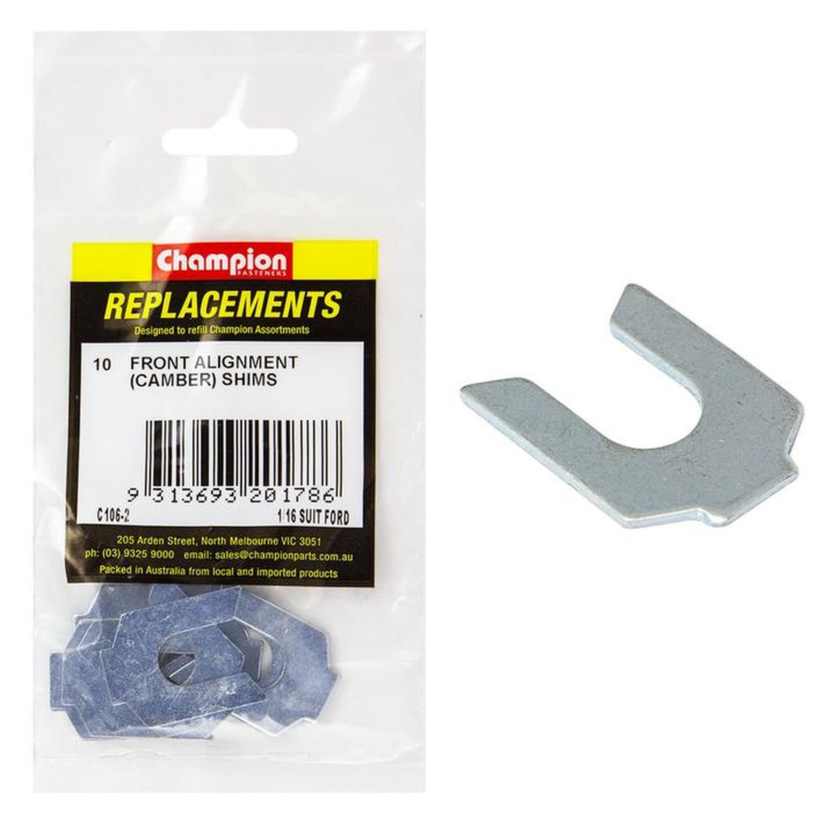 Champion Alignment Camber Shim Front 1/16" 10Pk C106-2