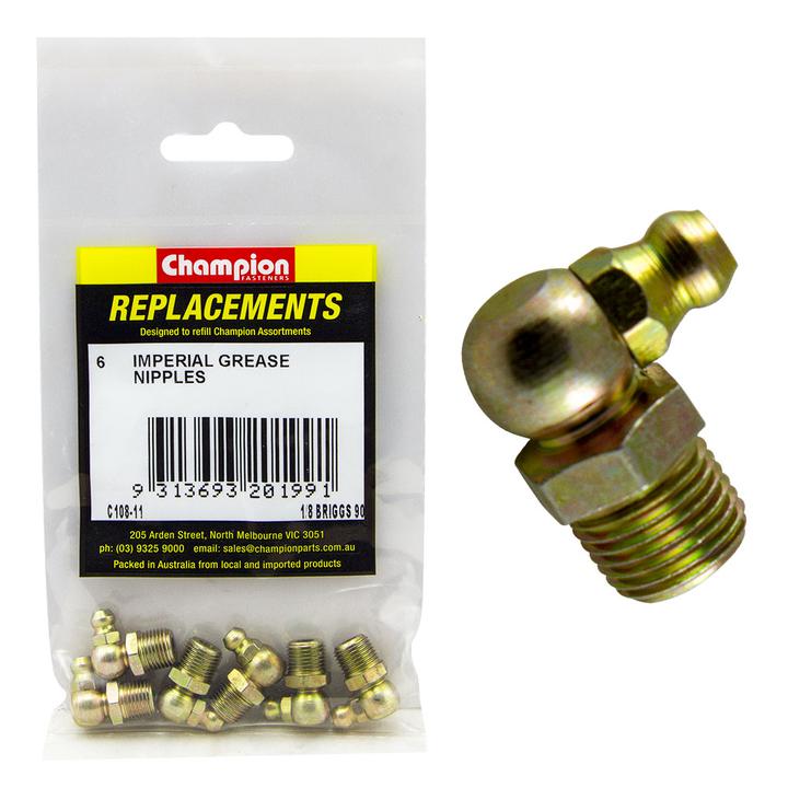 Champion Grease Nipple NPT 90° 1/8" 6Pk C108-11