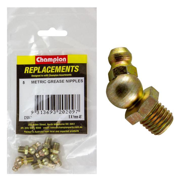 Champion Grease Nipple 45° M8 x 1.00mm 5Pk C109-7