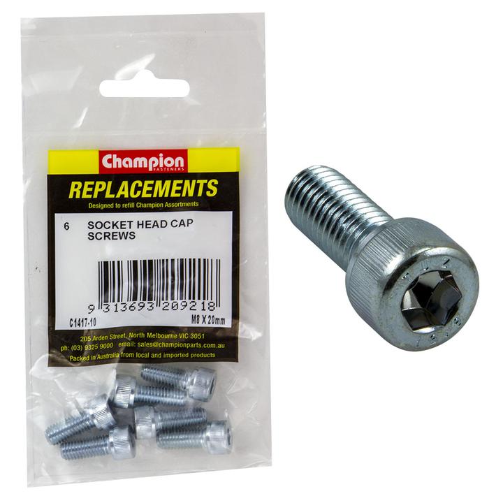 Champion Cap Screw Socket Head HT M8 x 20mm 6Pk C1417-10