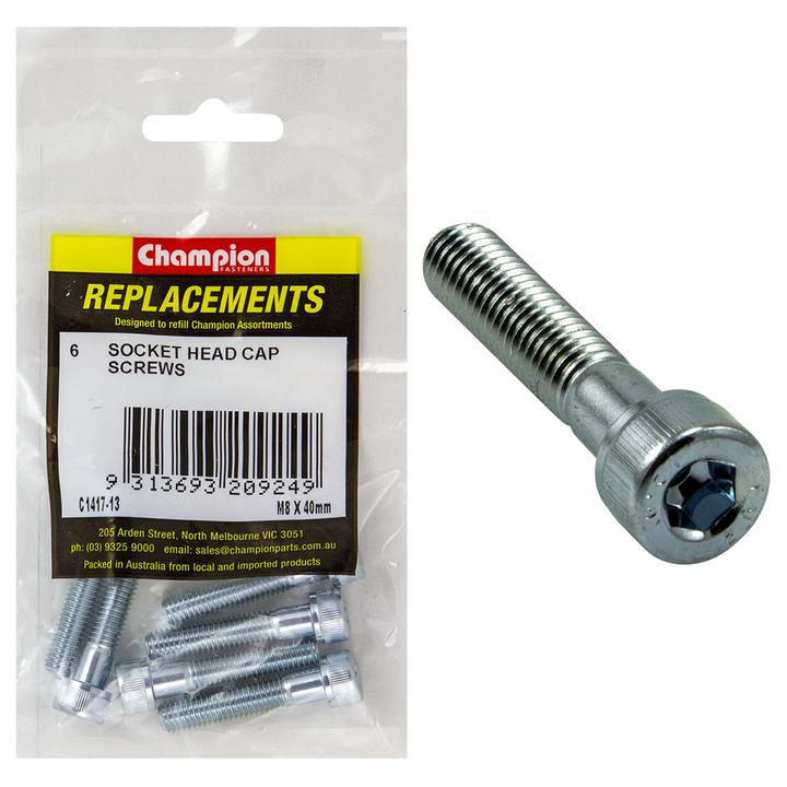 Champion Cap Screw Socket Head HT M8 x 40mm 6Pk C1417-13