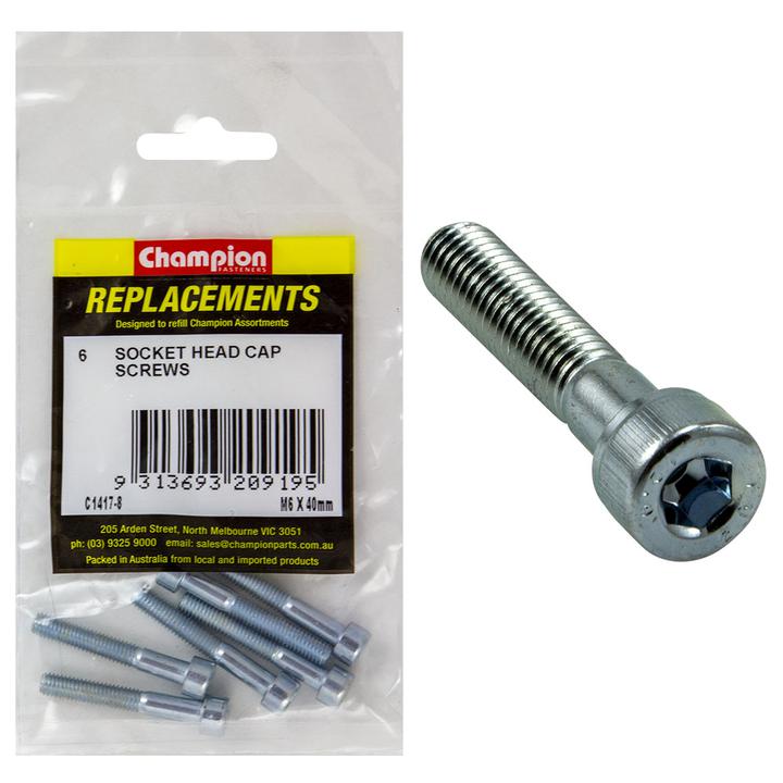 Champion Cap Screw Socket Head HT M6 x 40mm 6Pk C1417-8