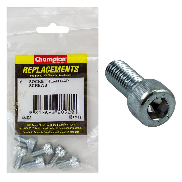 Champion Cap Screw Socket Head HT M8 x 16mm 6Pk C1417-9