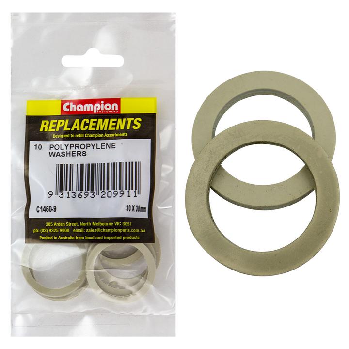 Champion Flat Polypropelene Washer M30 x 38 x 2.4mm 10Pk C1460-9