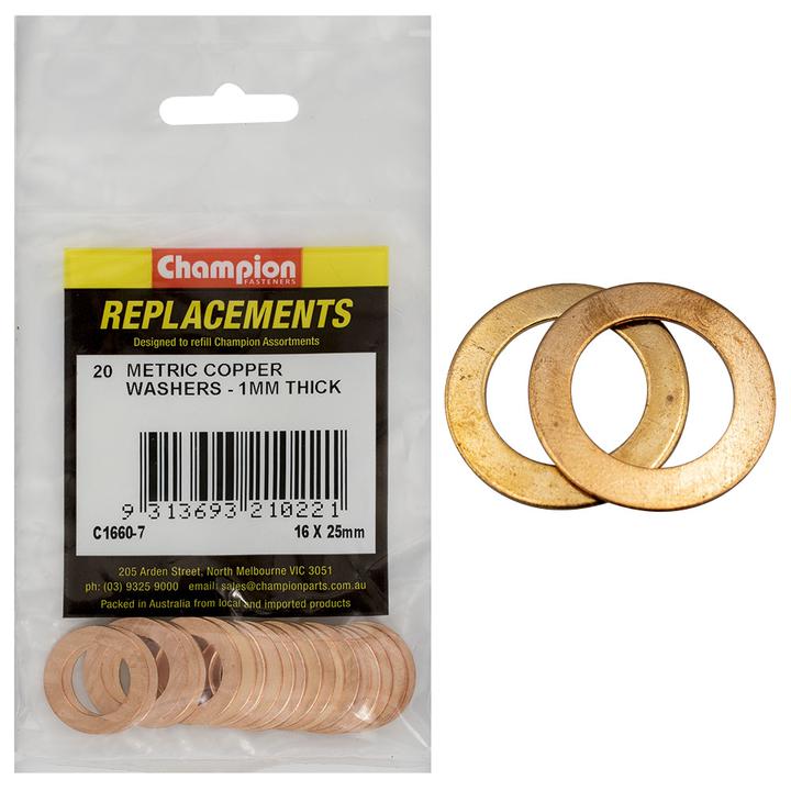 Champion Flat Copper Washer 5/8" x 1" x 20G 20Pk C1660-7