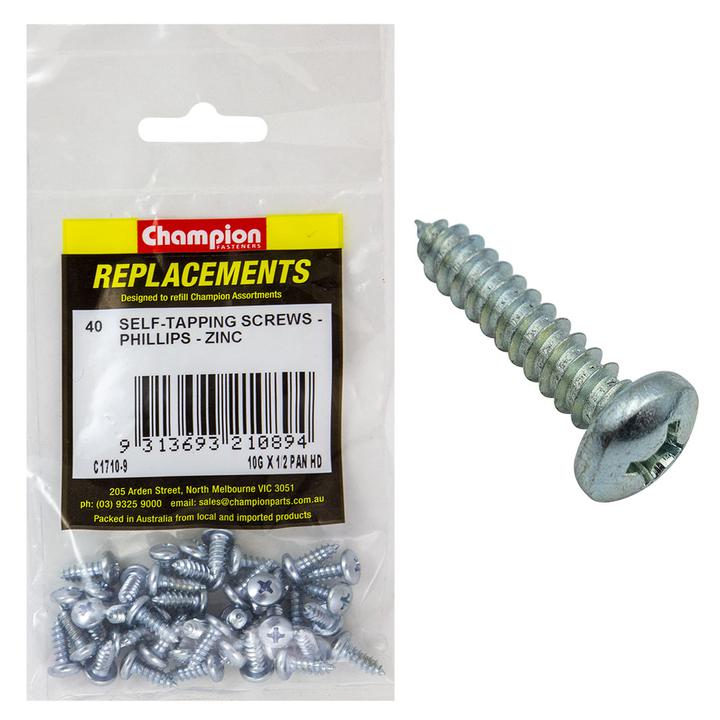 Champion Screw Self Tapp Panhead Phillips 4.8 x 19mm 40Pk C1710-9