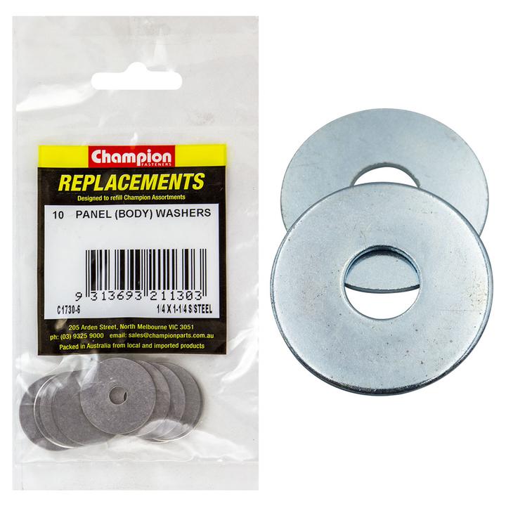 Champion Flat Stainless Steel Body Washer 1/4" x 1-1/4" 10Pk C1730-6
