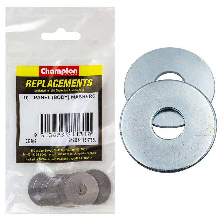 Champion Flat Stainless Steel Body Washer 5/16" x 1-1/4" 10Pk C1730-7