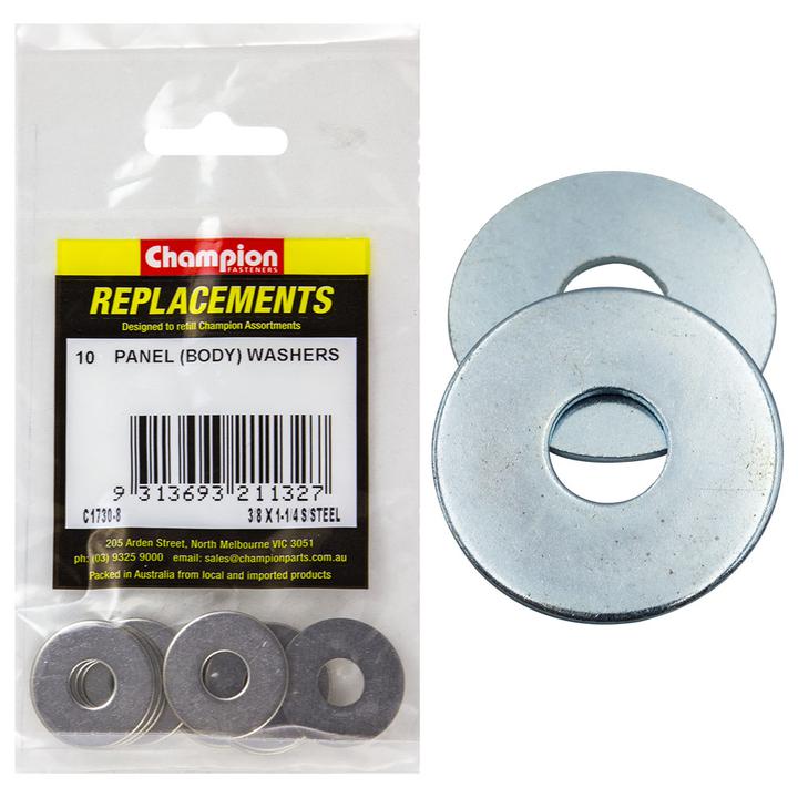Champion Flat Stainless Steel Body Washer 3/8" x 1-1/4"-304/A2 10Pk C1730-8