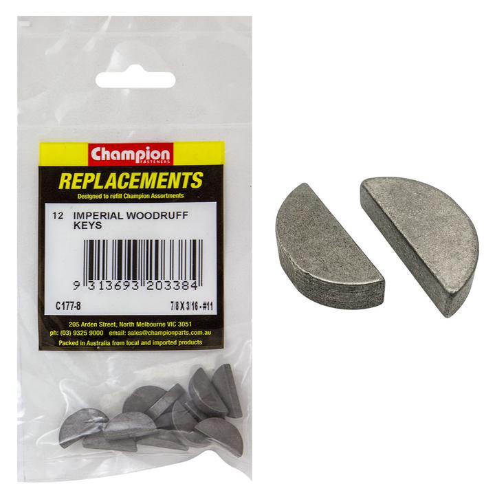 Champion Woodruff Key Imperial 3/16″ x 7/8″ 12Pk C177-8