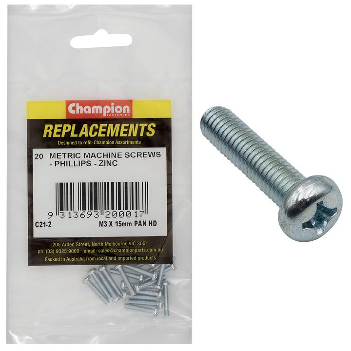 Champion Screw Self Tapp Panhead Phillips M3 x 16mm 20Pk C21-2