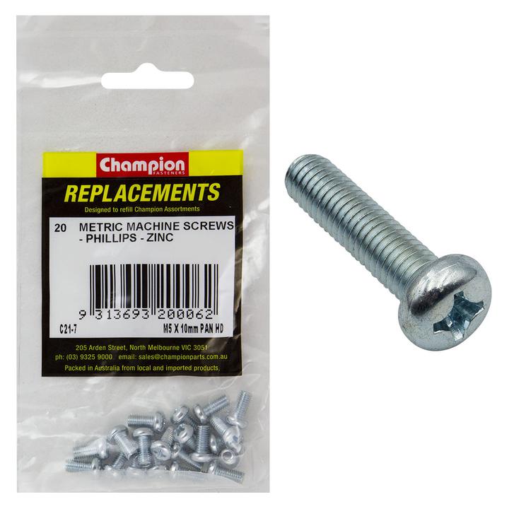 Champion Screw Self Tapp Panhead Phillips M5 x 10mm 20Pk C21-7