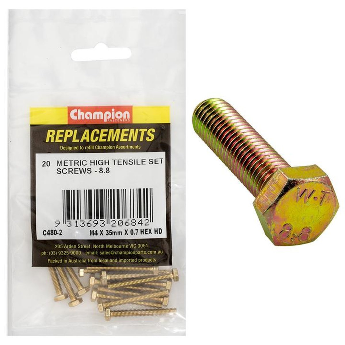 Champion Hex Screw Set HT M4 x 35mm 20Pk C480-2