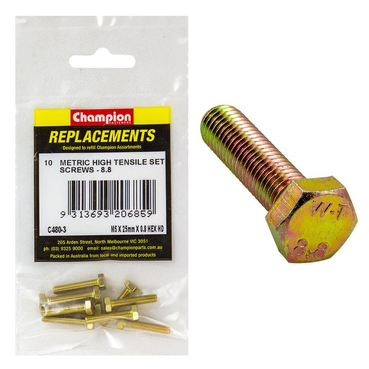 Champion Hex Screw Set HT M5 x 25mm 10Pk C480-3