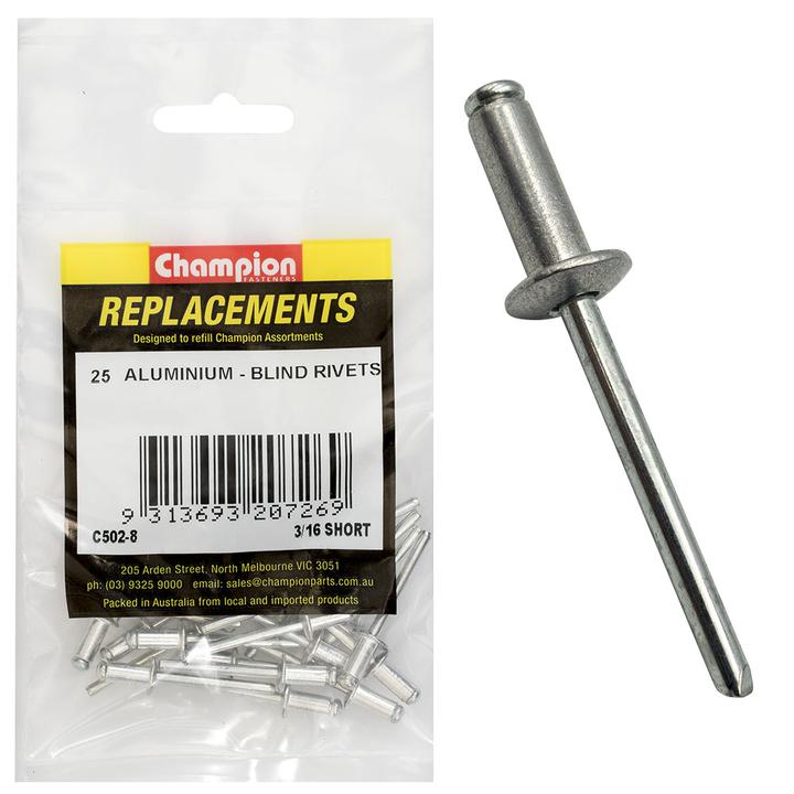 Champion Blind Rivet Aluminium 4.8 x 8.89mm 25Pk C502-8