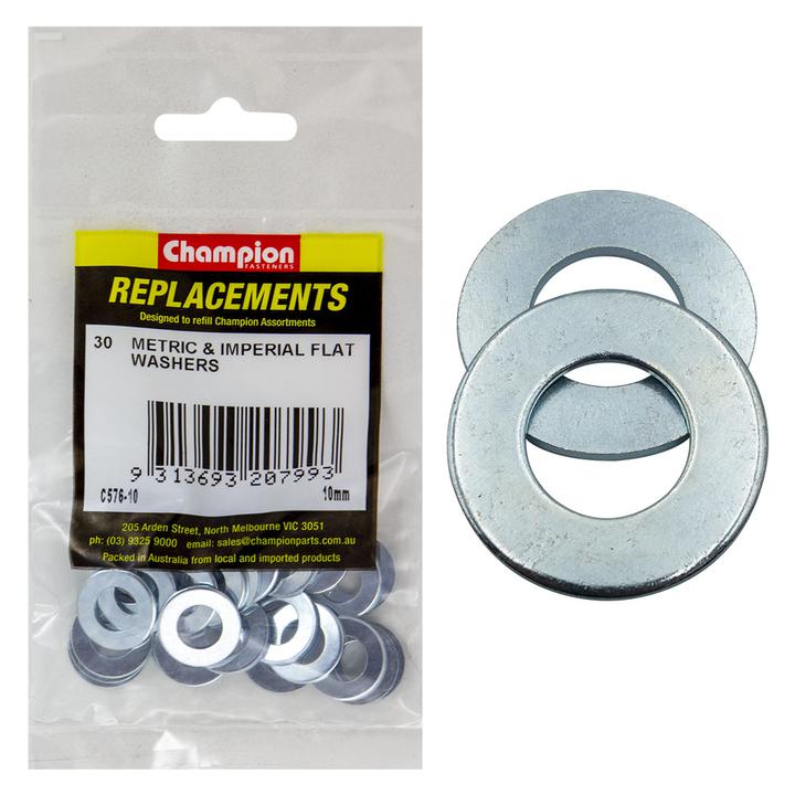 Champion Flat Steel Washer M10 x 21 x 1.6mm 30Pk C576-10