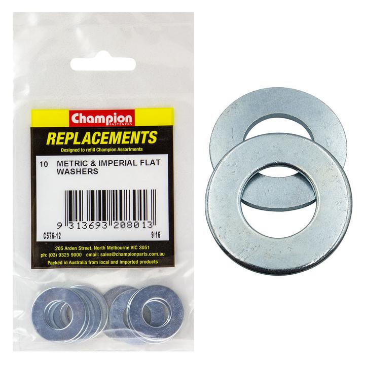 Champion Flat Steel Washer 9/16″ x 1-1/8″ x 16G 10Pk C576-12