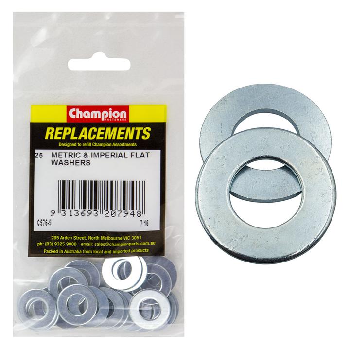 Champion Flat Steel Washer 7/16″ x 7/8″ x 16G 25Pk C576-5