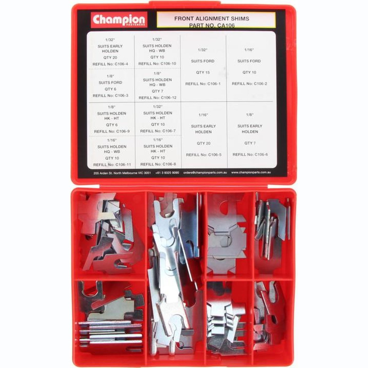 Champion Front Alignment Shim Assortment Pack Imperial 12 Sizes 131Pk CA106