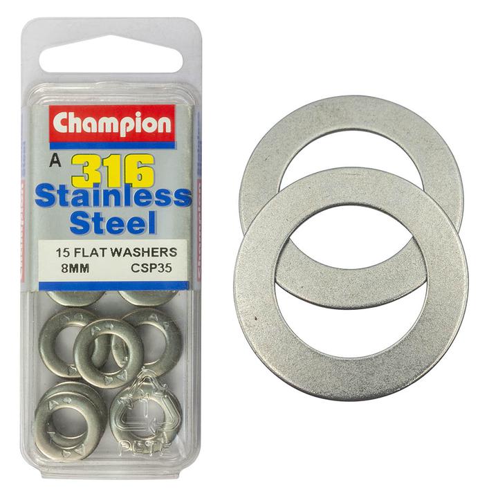 Champion Flat Washer Stainless 8mm 15Pk CSP35