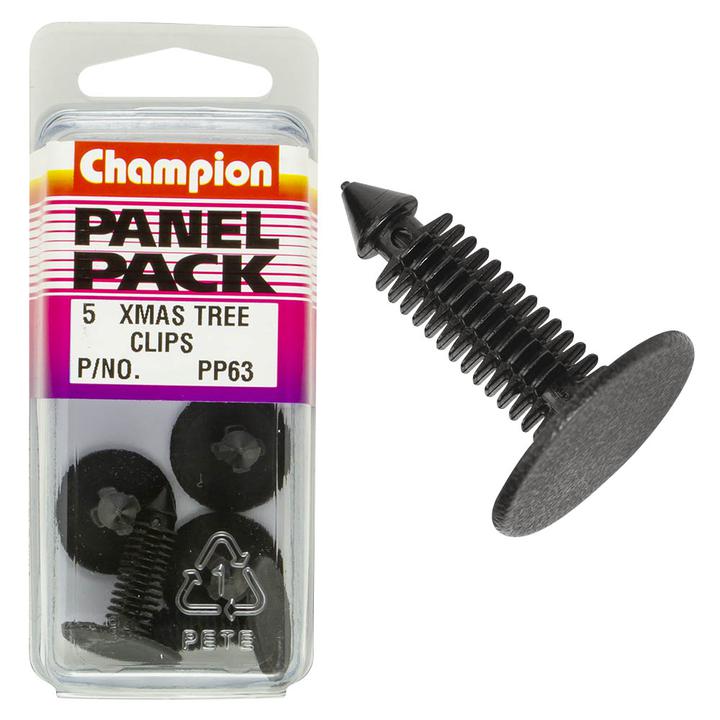 Champion Xmas Tree Clip Black 27mm Lens 7.6mm Stem 4.6mm Hole 20.4mm Head 5Pk PP63
