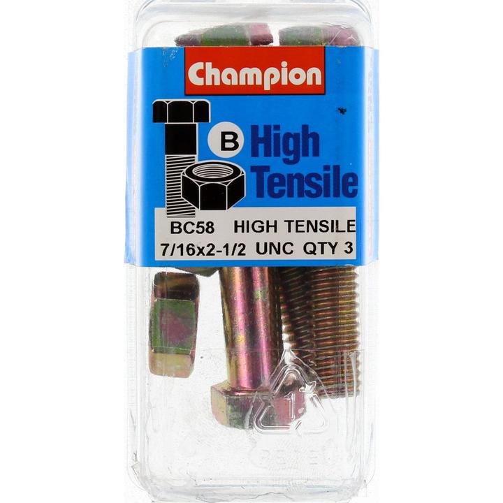 Champion Bolt & Nut Pack UNC 2-1/2 x 7/16 BC58