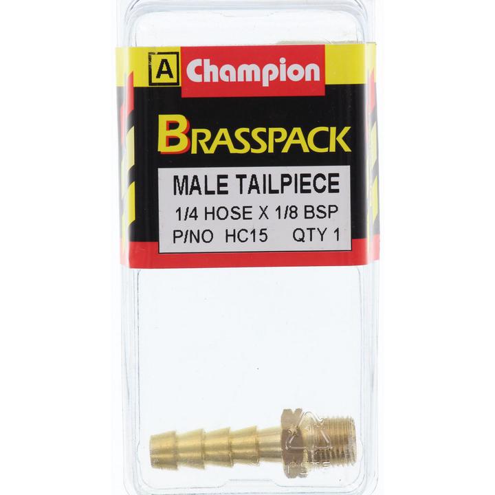 Champion Brass Male Barb 1/4 Hose x 1/8 BSP HC15